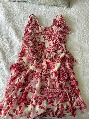 Forever New Pink Floral Ruffle Tiered Dress
